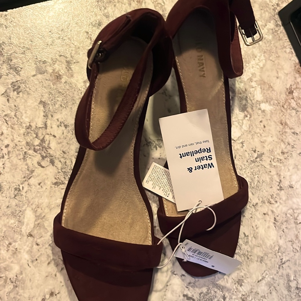 Old Navy Red Heels Suede Ankle Strap